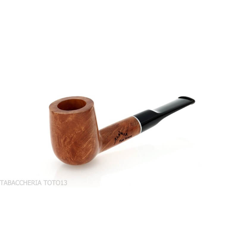 Pipe droite en forme de billard en bruyère naturelle brillante avec tige en selle - Pipe Milano