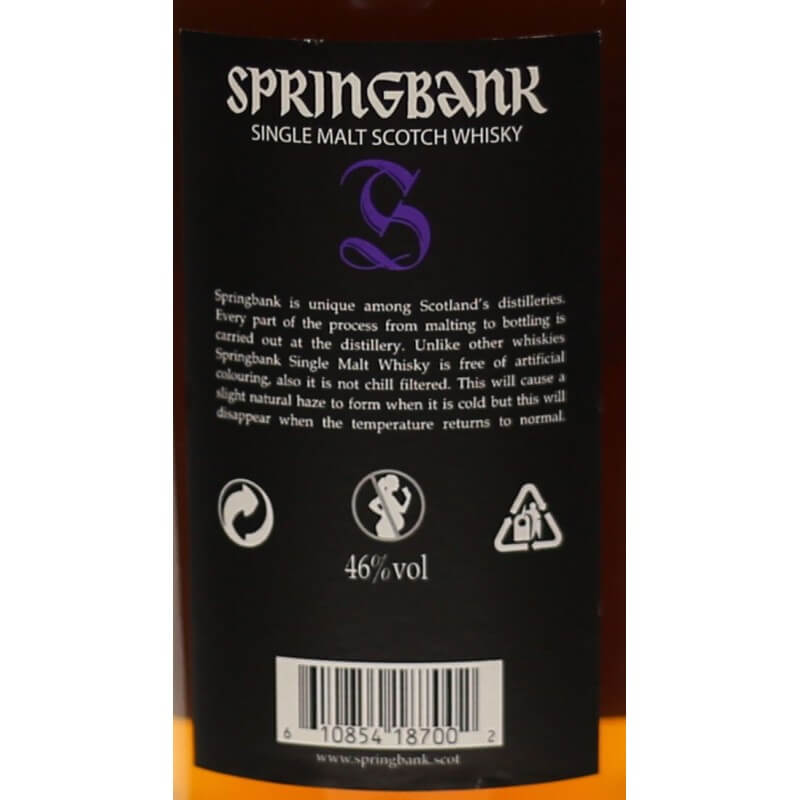 Springbank 18 Y.O. Single Malt Vol.46% Cl.70 - Springbank Distillery