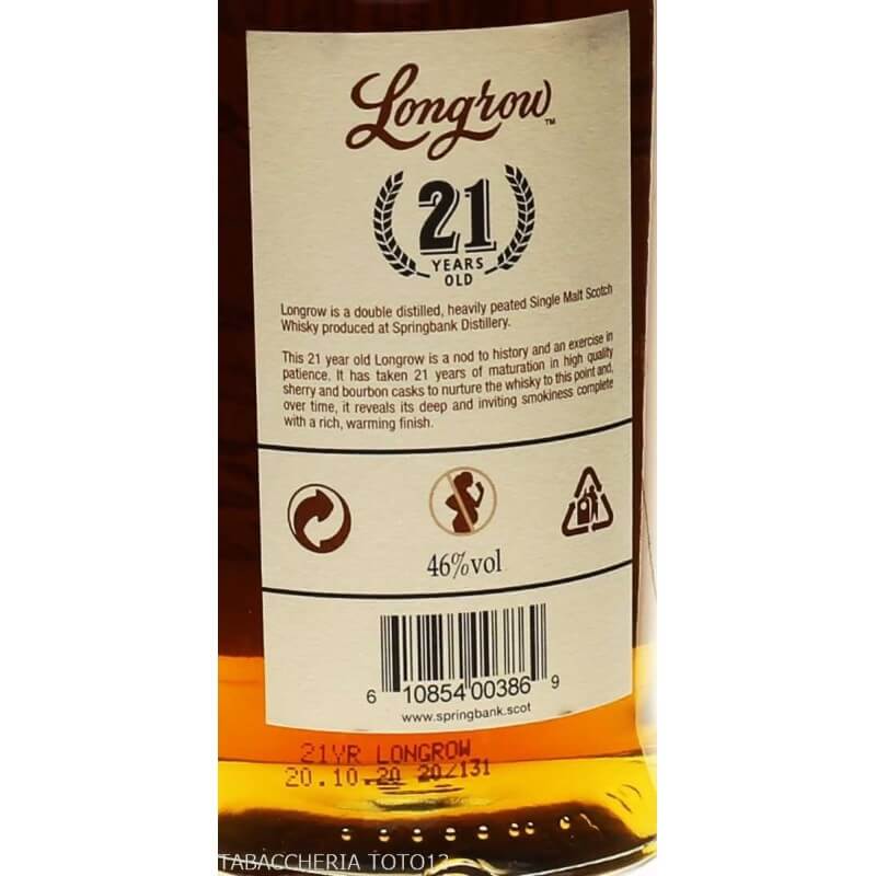 Longrow Peated Single Malt 21 y.o. Limited release Vol.46% Cl.70 - Springbank Distillery