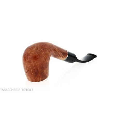 Curved Billiard shaped pipe in natural glossy briar with saddle stem