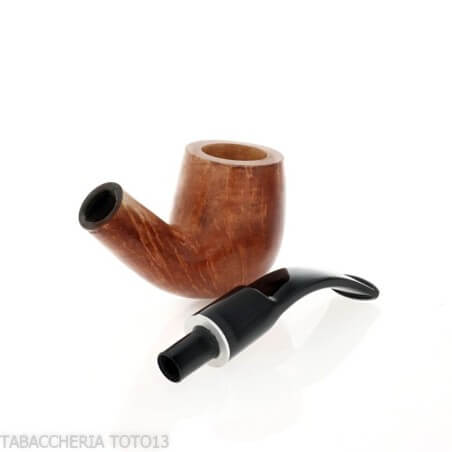 Pipa curvada en forma de billar en brezo natural brillante con vástago de silla de montar Pipe Milano Pipa Milano