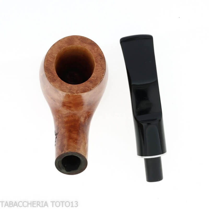 Pipa curvada en forma de billar en brezo natural brillante con vástago de silla de montar - Pipe Milano