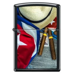Zippo mit Flagge Kubas und Zigarren Zippo Zippo Feuerzeuge