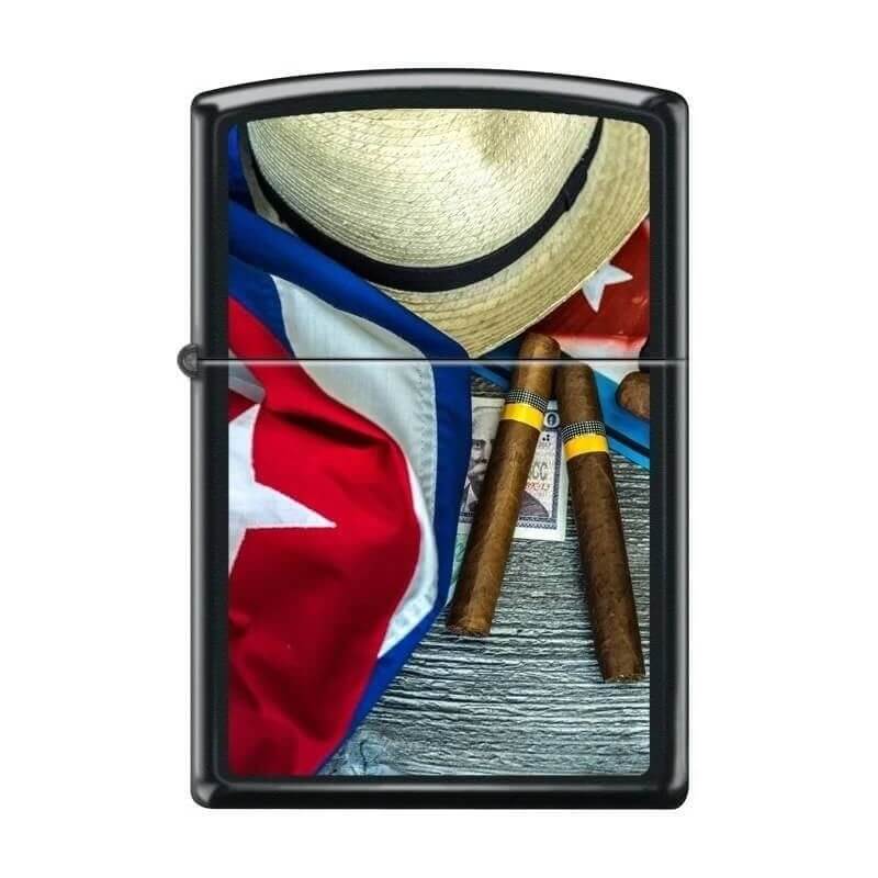 Zippo with flag of Cuba and cigars