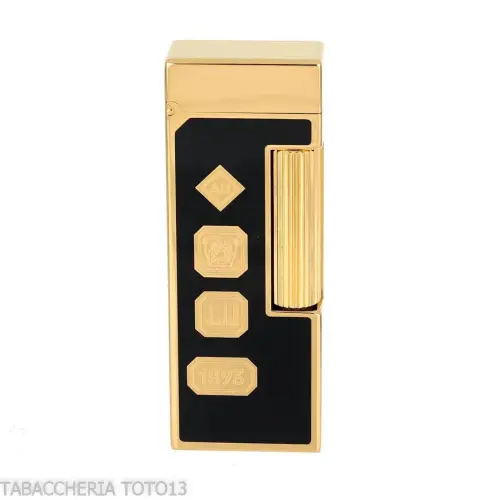 Dunhill Rollagas leichter schwarzer Lack und goldene Markierungen - Feuerzeuge