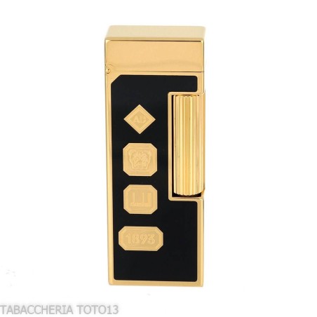 Accendino Dunhill Rollagas lacca nera e marchi oro - Accendini