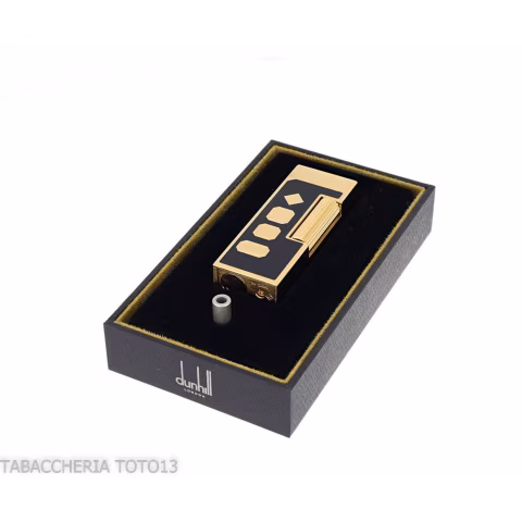 Accendino Dunhill Rollagas lacca nera e marchi oro - Accendini
