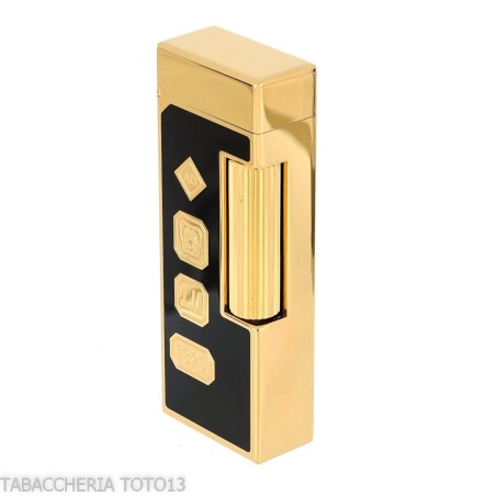 Dunhill Rollagas leichter schwarzer Lack und goldene Markierungen - Feuerzeuge