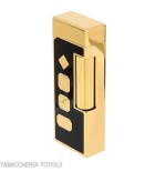Accendino Dunhill Rollagas lacca nera e marchi oro - Accendini