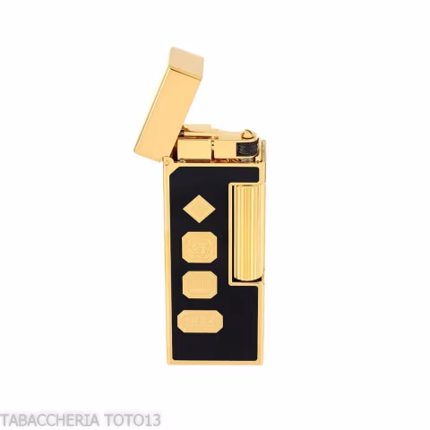 Dunhill Rollagas leichter schwarzer Lack und goldene Markierungen - Feuerzeuge