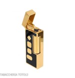 Briquet Dunhill Rollagas laque noire et marques dorées - Briquets - Métal
