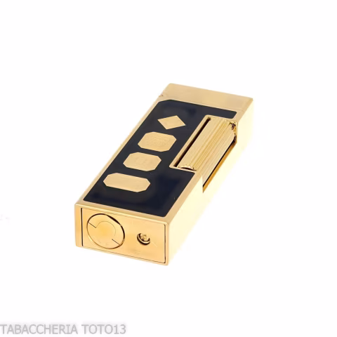 Dunhill Rollagas leichter schwarzer Lack und goldene Markierungen - Feuerzeuge