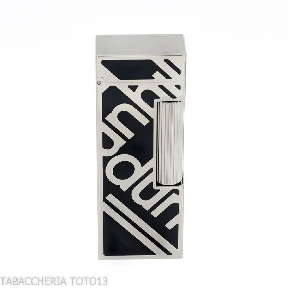 Accendino Dunhill Rollagas lacca nera e logo palladio - Accendini
