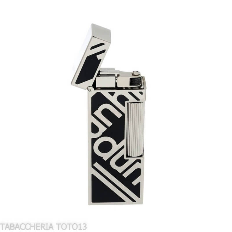 Encendedor Dunhill Rollagas lacado en negro y logo paladio - Dunhill - The white spot