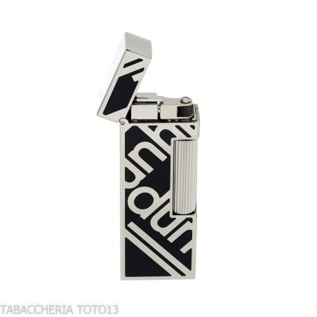 Accendino Dunhill Rollagas lacca nera e logo palladio - Accendini
