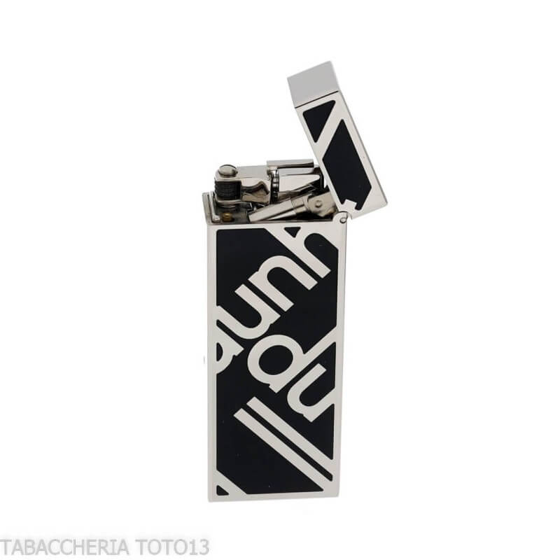 Encendedor Dunhill Rollagas lacado en negro y logo paladio - Dunhill - The white spot