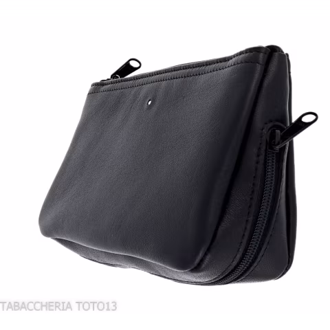 Dunhill - The White spot Compendium bag for 2 pipes and tobacco black colour - Accessories for tobacco pipes - Leather