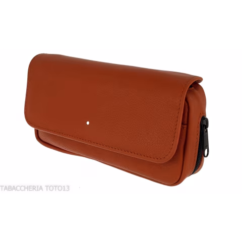 Dunhill - The White Spot Companion terracotta colored leather bag for 1 pipe and tobacco - Accessories for tobacco pipes - Le