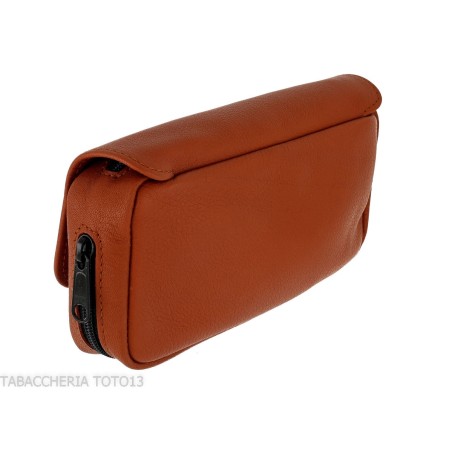 Dunhill - The White Spot Companion terracotta colored leather bag for 1 pipe and tobacco - Accessories for tobacco pipes - Le