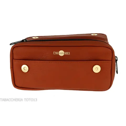 Dunhill - The White Spot Companion sac en cuir couleur terre cuite pour 1 pipe et tabac - Accessoires pour pipes - Cuir