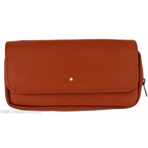 Dunhill - The White Spot Companion terracotta colored leather bag for 1 pipe and tobacco - Accessories for tobacco pipes - Le