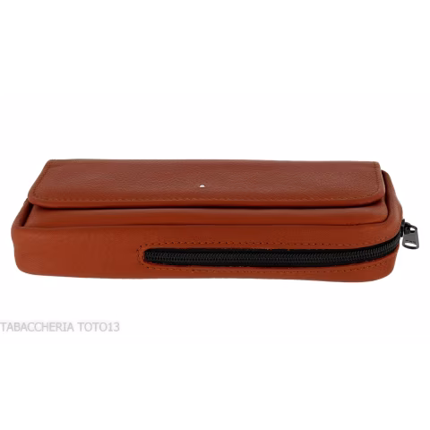 Dunhill - The White Spot Companion terracotta colored leather bag for 1 pipe and tobacco - Accessories for tobacco pipes - Le