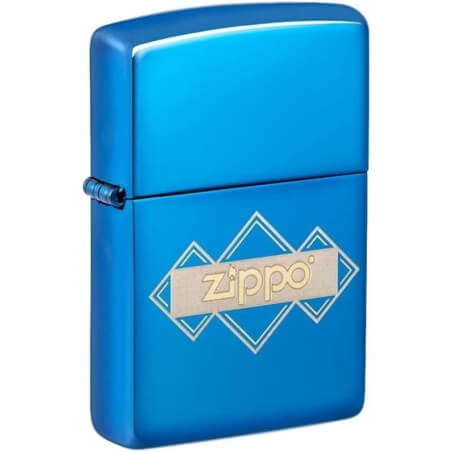 Zippo bleu miroir avec logo Zippo Briquets Zippo
