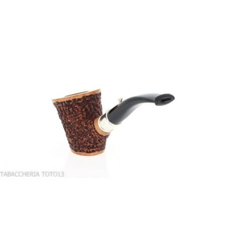 Pipe en forme de cherrywood finition bruyère rustiquée avec virole en argent L'anatra pipe L'Anatra