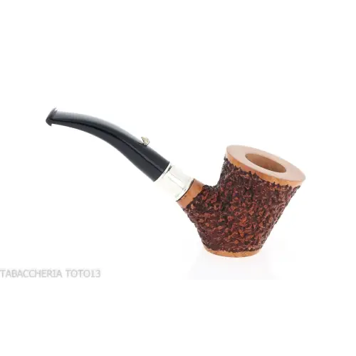 L'anatra forma cherrywood finitura radica rusticata con ghiera argento - Pipe