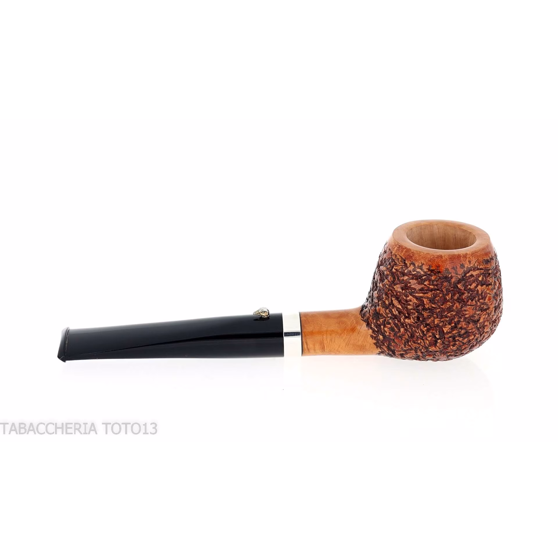 The duck pipe shape Apple straight briar rusticated with ferrule - Tobacco Pipes - Natural root