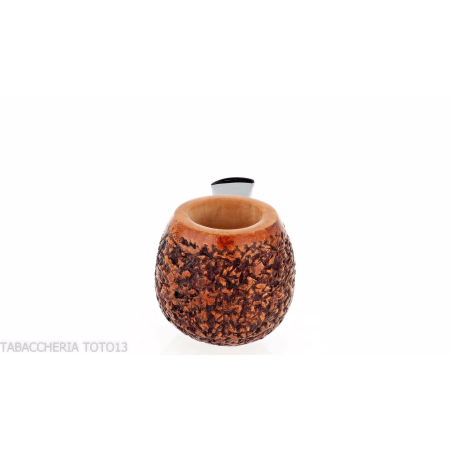 La pipe en canard en forme de pomme en bruyère droite rustiquée avec virole - Pipe Pour le Tabac - Racine naturelle