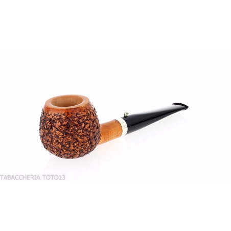 La pipe en canard en forme de pomme en bruyère droite rustiquée avec virole - Pipe Pour le Tabac - Racine naturelle