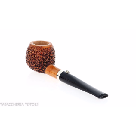 La pipe en canard en forme de pomme en bruyère droite rustiquée avec virole - Pipe Pour le Tabac - Racine naturelle