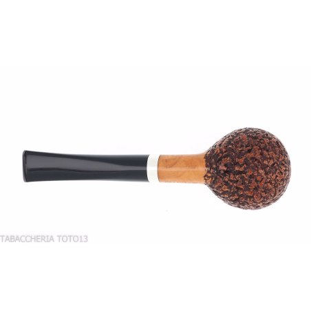 La pipe en canard en forme de pomme en bruyère droite rustiquée avec virole - Pipe Pour le Tabac - Racine naturelle