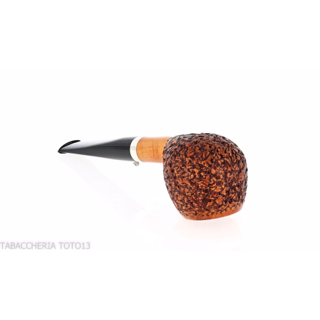 La pipe en canard en forme de pomme en bruyère droite rustiquée avec virole - Pipe Pour le Tabac - Racine naturelle