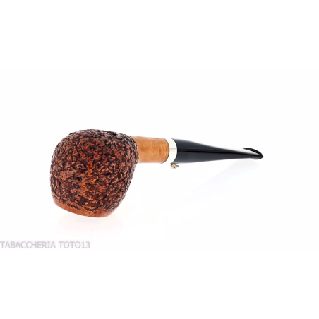 La pipe en canard en forme de pomme en bruyère droite rustiquée avec virole - Pipe Pour le Tabac - Racine naturelle