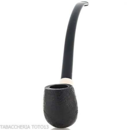 Aldo Velani churchwarden billiard in radica sabbiata nera molto curva - Aldo Velani pipe