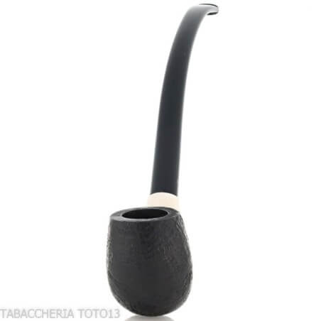 Aldo Velani Churchwarden billiard pipe in very curved black sandblasted briarAldo Velani