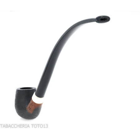 Aldo Velani churchwarden billiard in radica sabbiata nera molto curva - Aldo Velani pipe