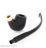 Pipa de billar Aldo Velani Churchwarden en brezo arenado negro muy curvo - Pipas de Tabaco