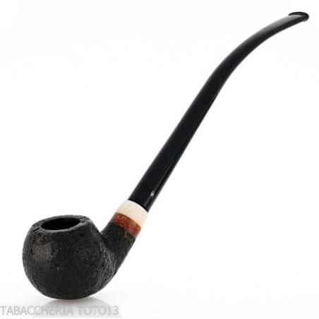 Pipa de Aldo Velani Churchwarden Bent Apple pulido con chorro de arena negro Aldo Velani pipe Aldo Velani