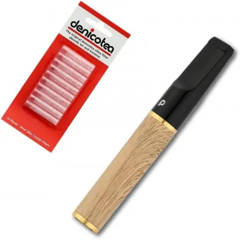 Bocchino Denicotea Nice con filtro 6 mm finitura legno sandalo - Accessori Per Sigarette e Rolling