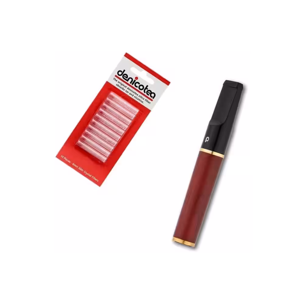 Denicotea Schönes Mundstück mit 6-mm-Filter in Mahagoniholz-Finish - Kotzen für zigaretten - Denicotea