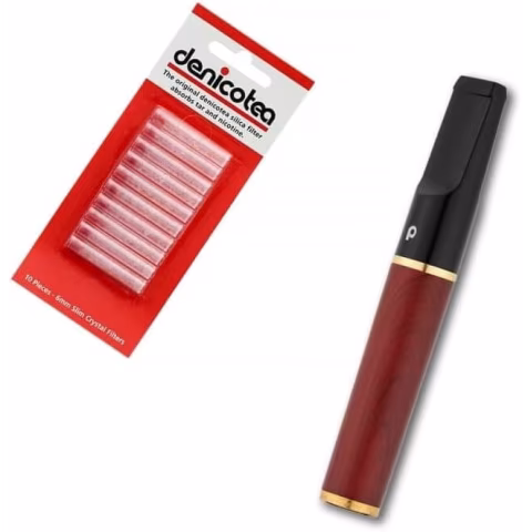 Boquilla Denicotea Nice con filtro de 6 mm en acabado madera caoba - Accesorios Para Cigarrillos y Laminado