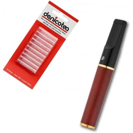 Denicotea Nice mouthpiece with 6 mm filter in mahogany wood finish - Accessories For Cigarettes And Rolling