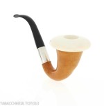 Petite calebasse citrouille, bague en argent et embout en ébonite - Pipe Pour le Tabac - Calebasse (Lagenaria siceraria)