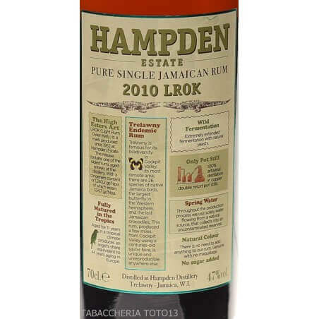 Hampden Estate Velier LROK 2010 Jamaica rum Vol.47% Cl.70 Hampden Estate Distillery Rhum