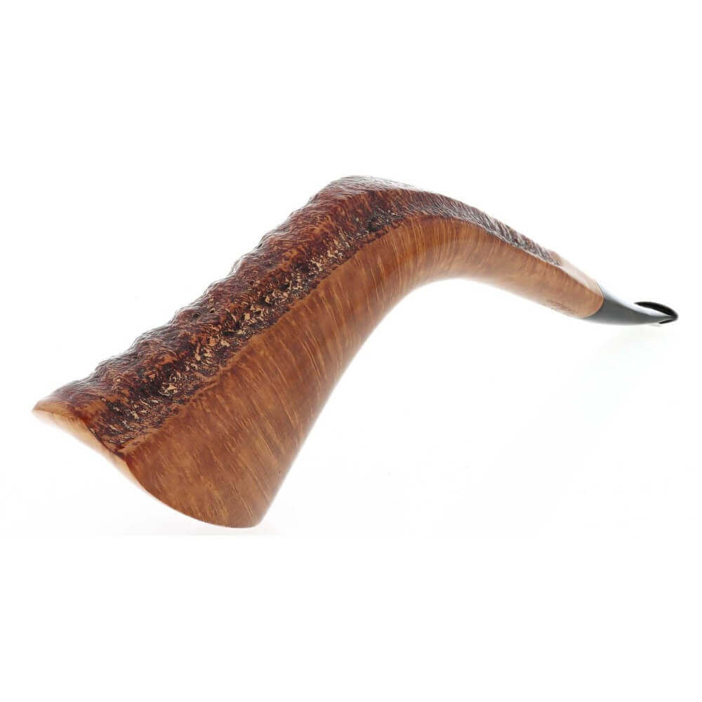 Viprati Collection Horn shaped pipe in partially sandblasted briar - Viprati Pipe