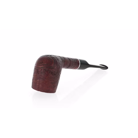 Pipa Billiard dritta in radica sabbiata scura bocchino a sella - Pipe