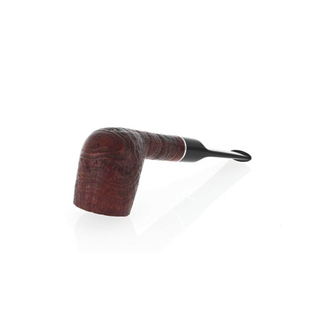 Pipe de billard droite en bruyère sablée foncée avec embout en selle - Pipe Pour le Tabac - Racine naturelle